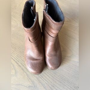 Keen Kate Brown Leather Ankle Wedge Booties - Size 6.5